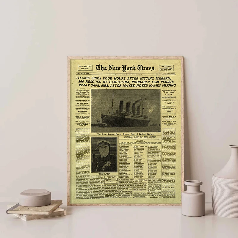 Titanic Poster Prints RMS Titanic Propeller Wall Art Canvas Painting Sepia Picture Classic Movie Posters Living Room Home Decor
