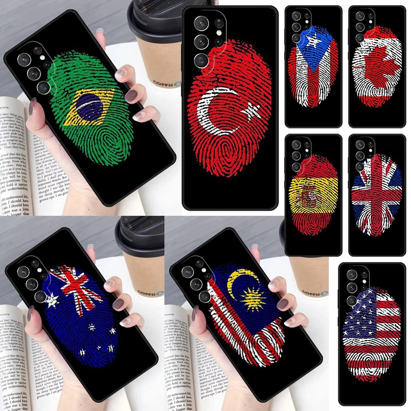 National Flag fingerprint Phone Case for Samsung Galaxy S26 Ultra S25 S24 S23 S22 S21 S20 Note10 Plus FE Cover