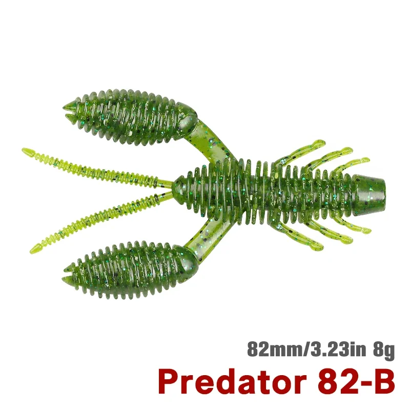 TSURINOYA PREDATOR 3.23in 6pcs Balg Klauw Garnalen Worm Vissen Lokken Kunstmatige Siliconen Zacht Aas Bass Baars Geen Sinker Rig Lokken
