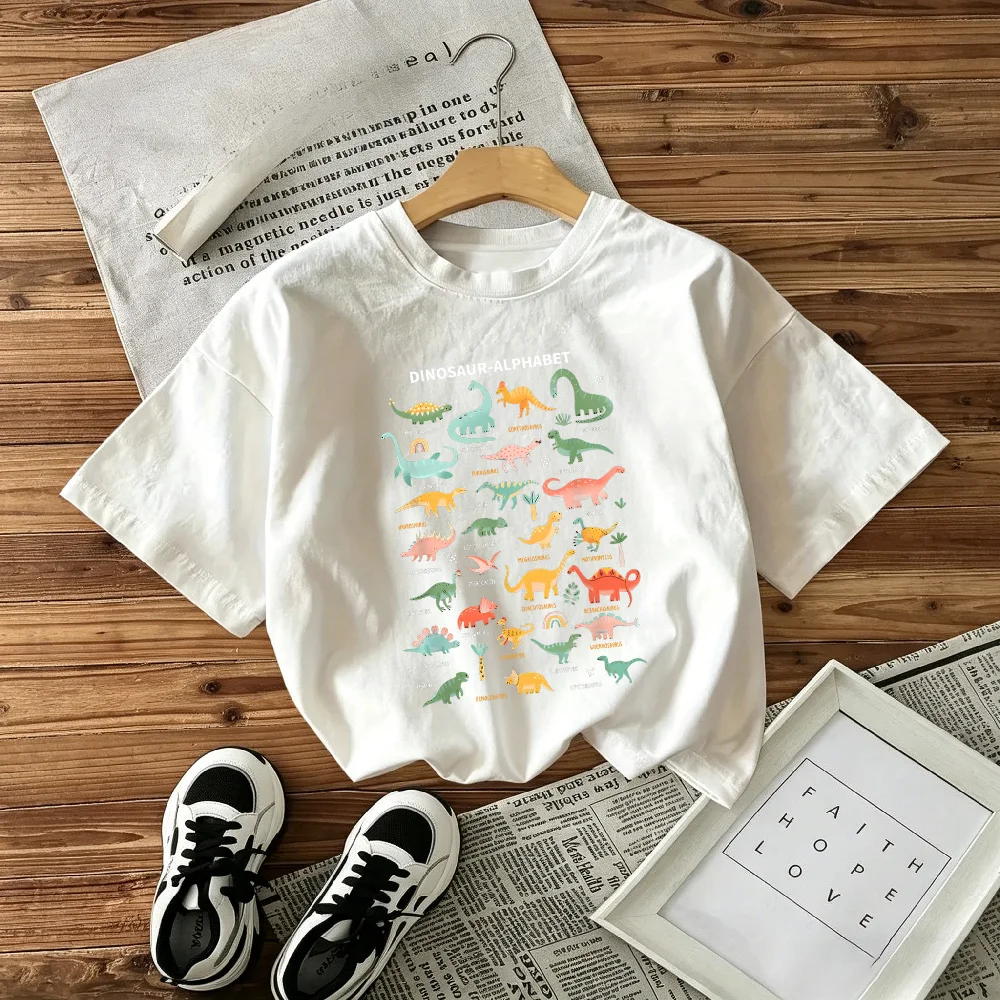 Summer New Children's T-shirt Loose Comfortable Soft Skin Friendly Fashionable Versatile Fun Dinosaur Printed Top