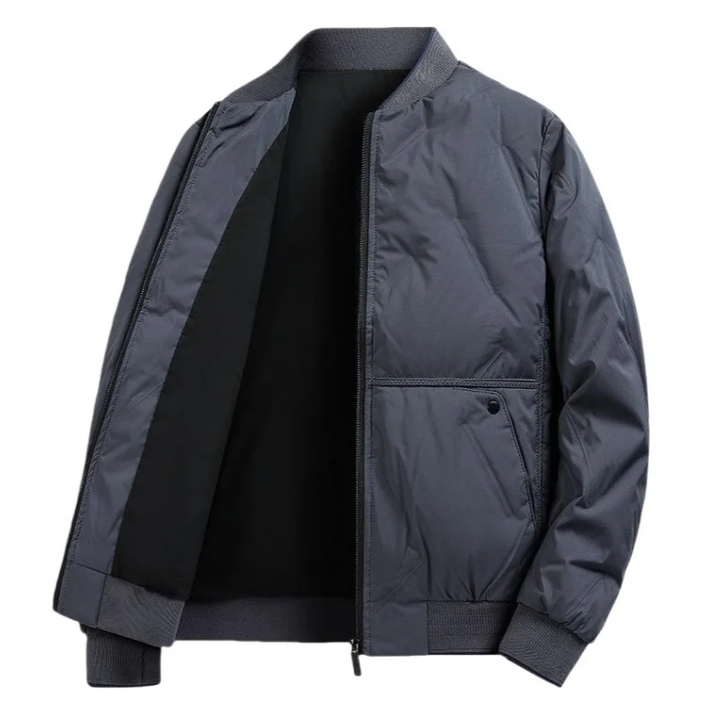 Down Jacket Men Winter Business Casual Windproof Warm Cold Proof Padded Coat Solid Color Fashion Stand Collar Wadded Jacket