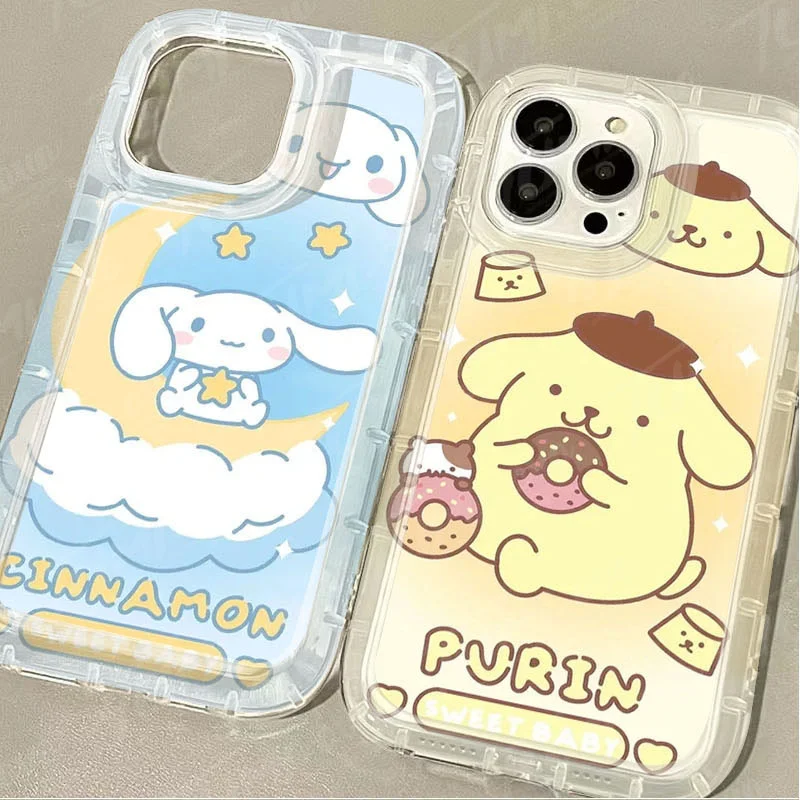 Silikonowe etui na telefon do iPhone\'a 15 14 13 12 11 Pro XR XR XS X 8 7 6S Plus SE 2020 przezroczysta tylna obudowa Sanrio Hello Kitty Pochacco