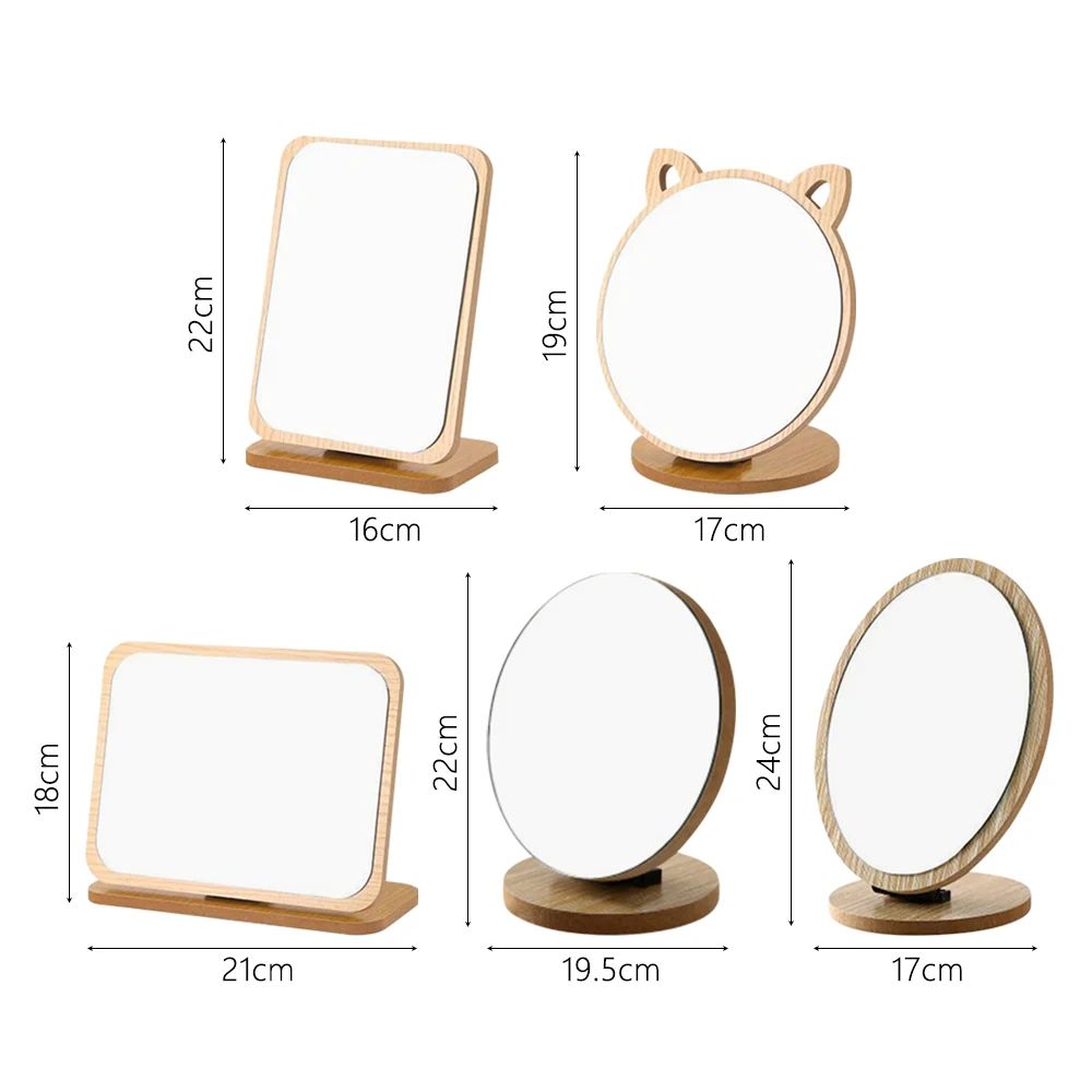 간단한 나무 화장대 거울 단면 접이식 디자인 메이크업 거울 회전식 HD 데스크탑 거울 디자인 가정용으로 완벽함