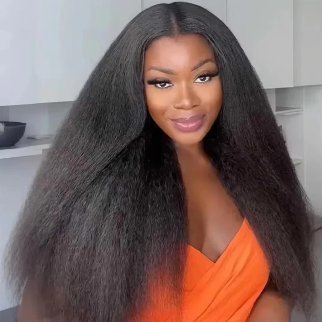 

Kinky Straight Wear and Go Glueless Human Hair Wig Pre Plucked Pre Cut 7x5 Glueless Lace Front Wigs for Black Women Human Hair