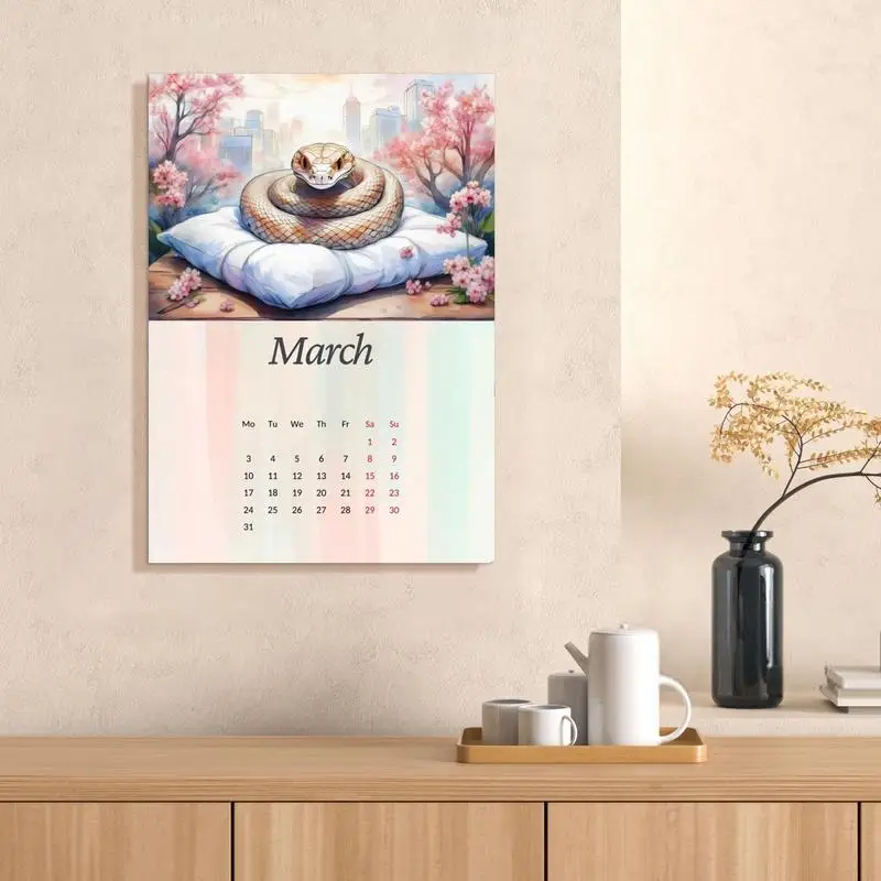 Snake Calendar 2025 Snake Wall Monthly Calendar Snake Calendar Bright Wall Planner Flipping Wall Calendar For Planning