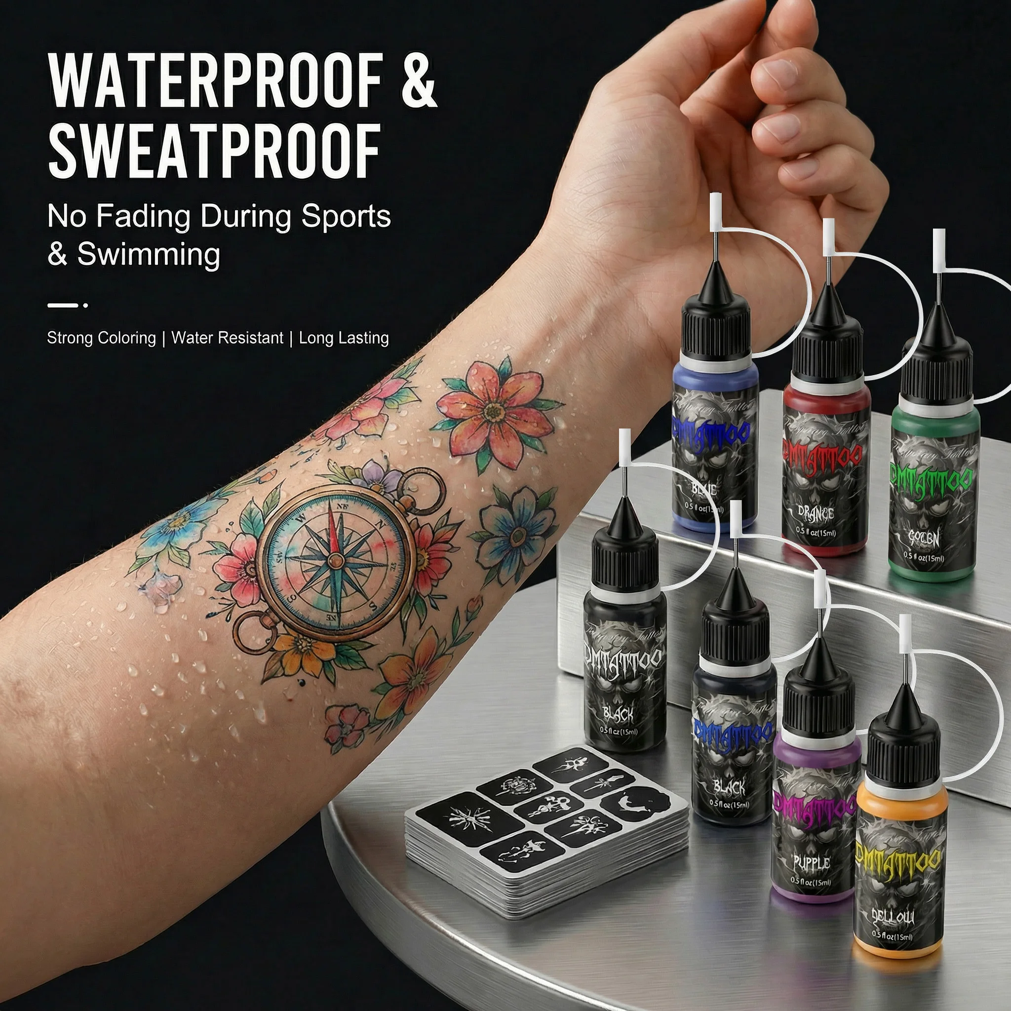 

DM 6/12PCS Temporary Juice Tattoo Kit Paste Painless Body Paint Tattoo DIY Fake Tattoo Black/Brown/Red Brown 3 Colors Tattoo Art