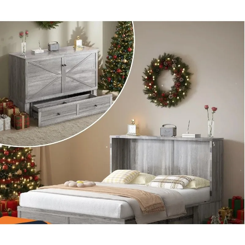 Storage drawer charging station cabinet bed integrated small apartment furniture storage
