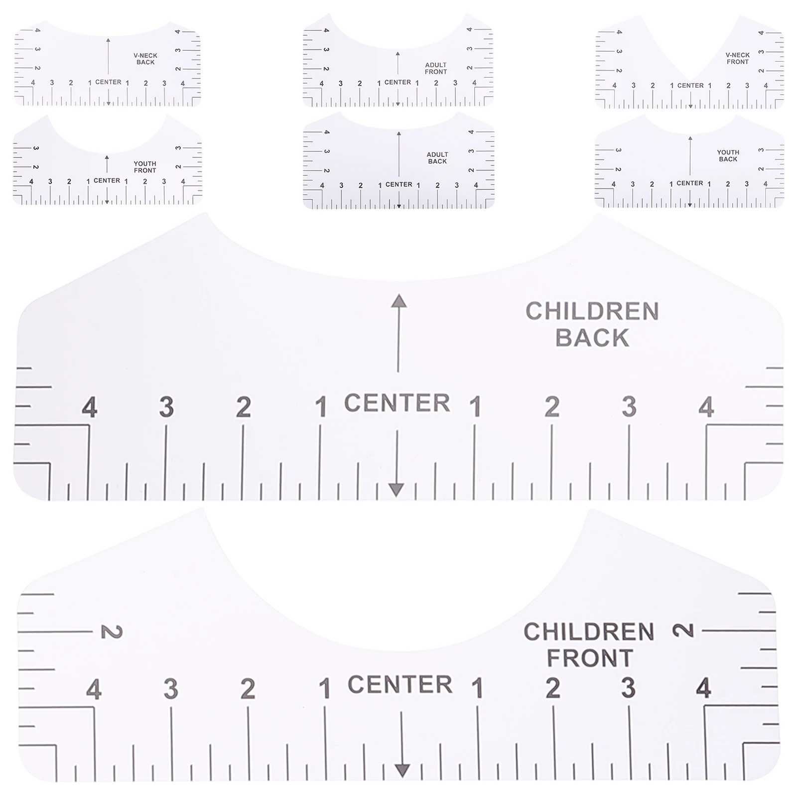 

8Pcs Measuring Ruler for T-Shirt Alignment Clear Scale Design Professional Grade Craft Sewing Supply Household Use