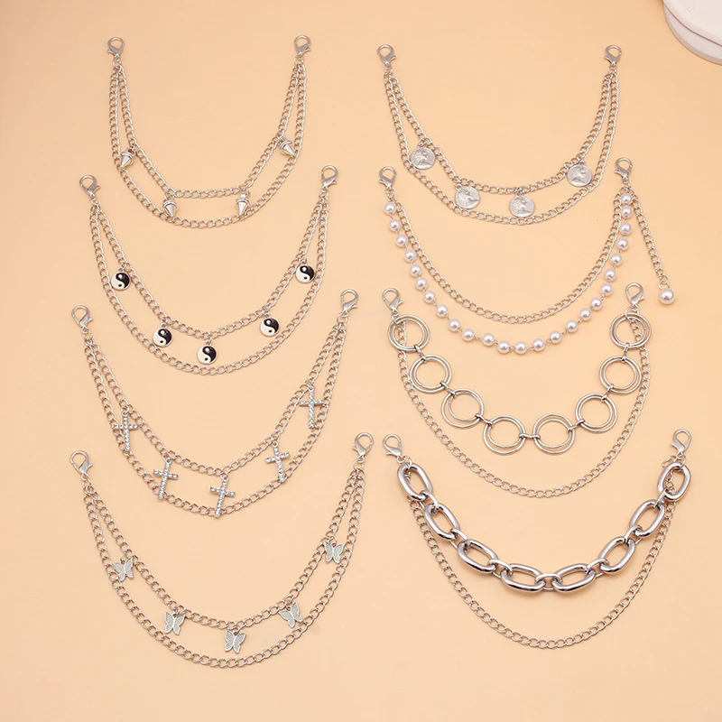 Multi-layer Metal Chain Strap For Handbag Decorative Chain Pendant With Lobster Buckle Replacement Purse Chain Bag Accessories