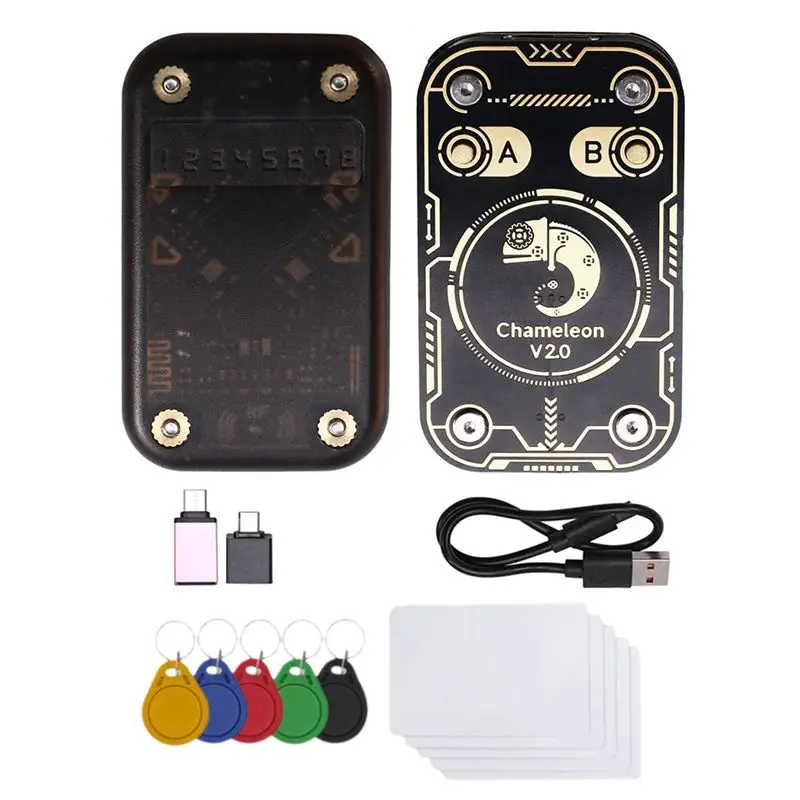 full-chameleon-v20-rfidスマートチップリーダーエミュレーター複製機-5xuidキーチェーン-cuidカード-125k-1356m-デコード機能付き