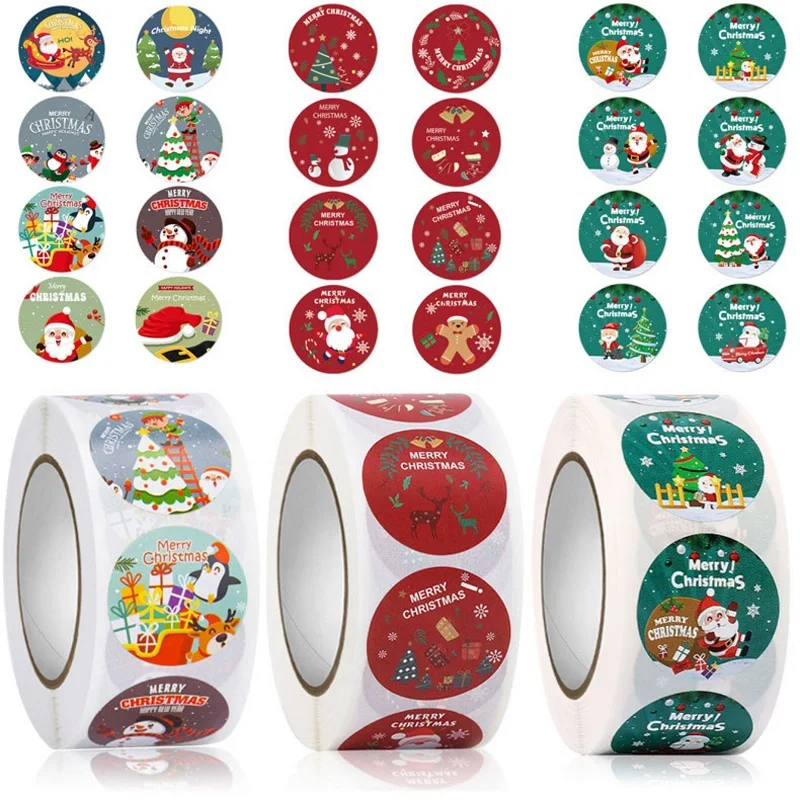 

100-500pcs Christmas gift stickers decorative sealing sticker Merry Christmas Reward Self-adhesive labels Children's Day party