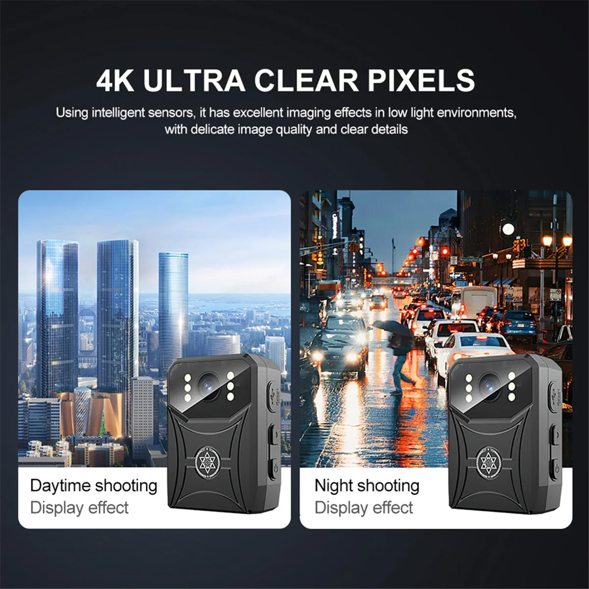 

4K Mini Police Camera Digital Video Recorder Camcorder Camera IR Night Vision Body Camera Sports Back Clip Without WiFi -AT93