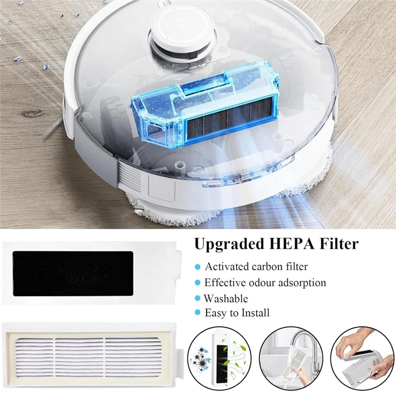 مجموعة ملحقات A11R لـ ECOVACS Deebot T20 Omni/Max/Pro مكنسة كهربائية فرشاة جانبية رئيسية مرشحات Hepa وسادات ممسحة أكياس الغبار