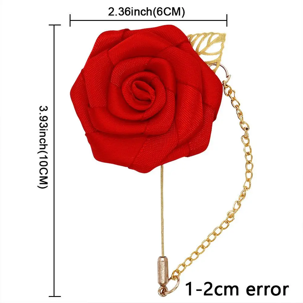 Artificial Men‘s Suit Flowers Corsage Roses Groom Boutonniere Lapel Pin Brooch Pins Fashion Accessories Jewelry Brooches