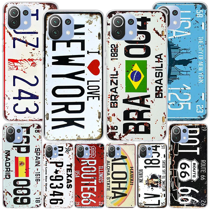 License New York Plate Number Phnoe Case for Xiaomi Mi 11T 12T 10T 9T Pro 13 12 11 A3 11i 8 9 10 Lite 12X 5X 6X Unique Cover Coq