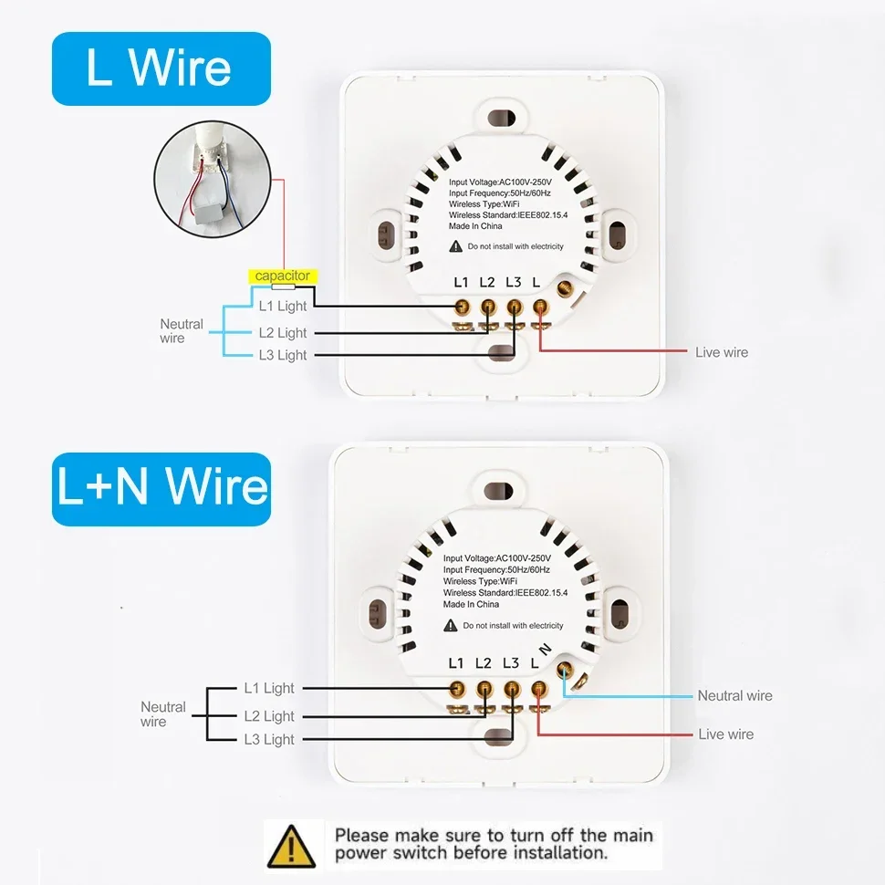 Tuya akıllı Wifi anahtarı sıcaklık zaman görüntüleme fonksiyonu ile 100-250V 1/2/3 Gang duvar işık düğmesi anahtarı zamanlama uzaktan kumanda