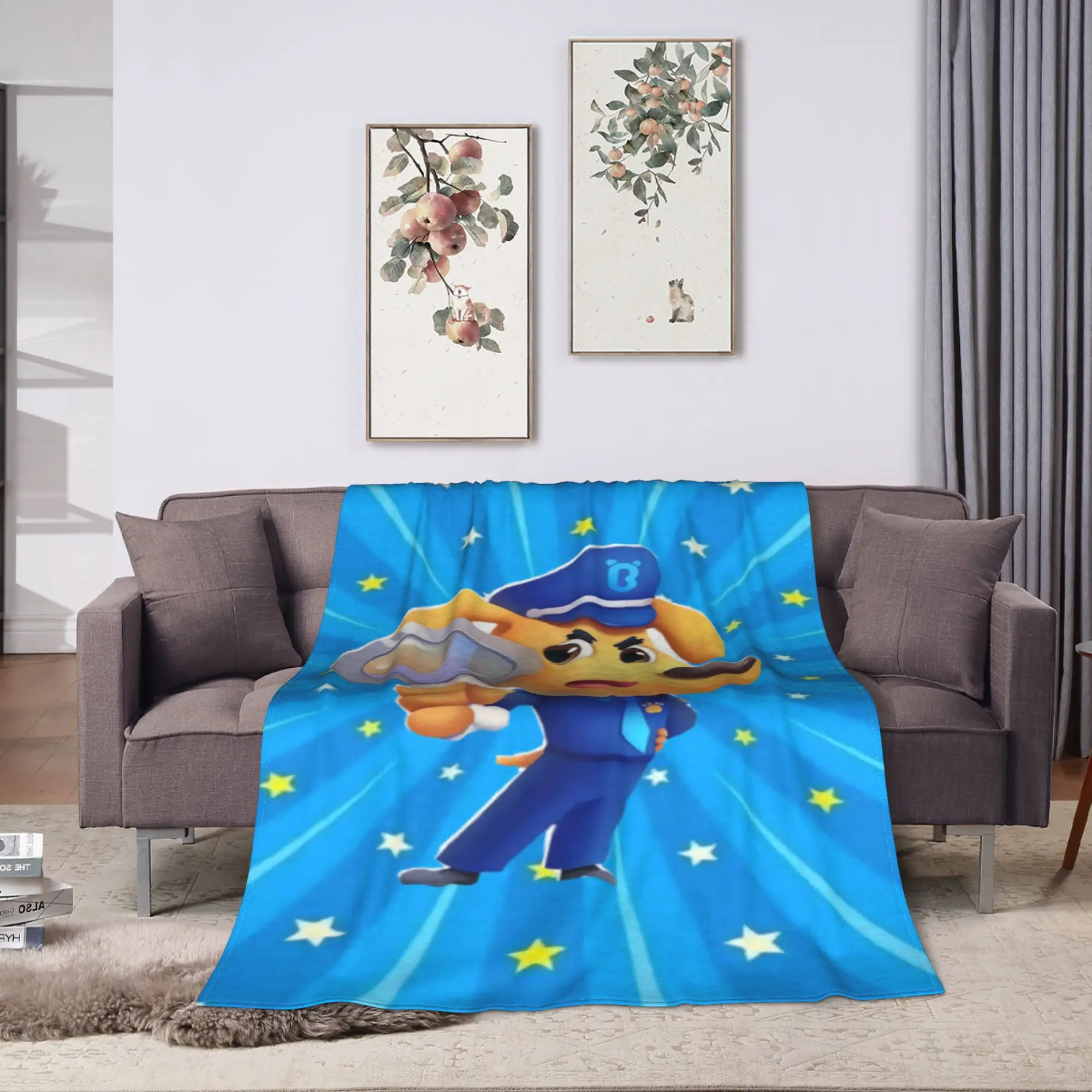 Warm Soft Blanket Picnic Sheriff Labrador Cartoon Animation Throw Blanket  Flannel Bedspread For Outdoor Funny Sofa Bed Cover