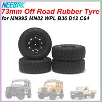 4PCS 73mm Rubber Tyre RC Tire 5mm Hex Hub Wheel Rim for RC Off Road Vehicle Car MN99S MN98 MN82 WPL C24-1 B36 D12 C64 D74-1 Part
