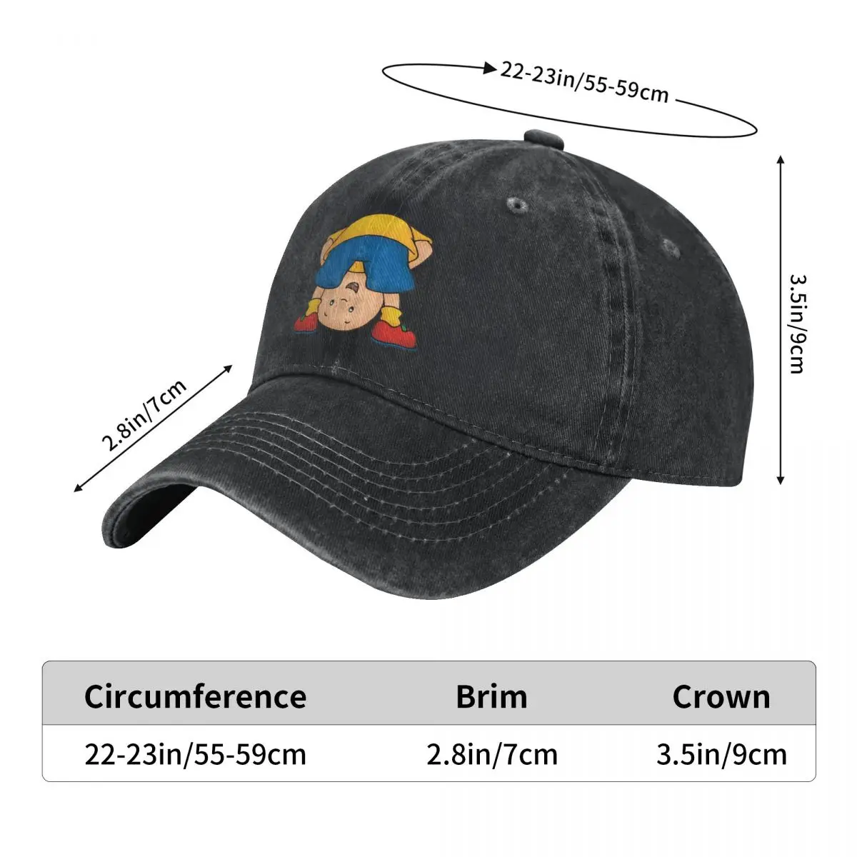 Caillou Coloring Book Cartoon Baseball Cap Outdoor Sports y2k Retro Hip Hop Dad Hats Men Adult Streetwear Sunscreen Baseball Cap