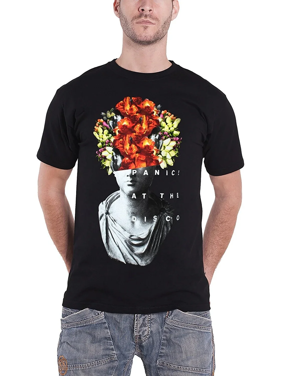 Leisure Funky Design Panic! Flower Head Logo T Shirt. New 100% Cotton Short Sleeve O-Neck T-shirt Casual Mens Top