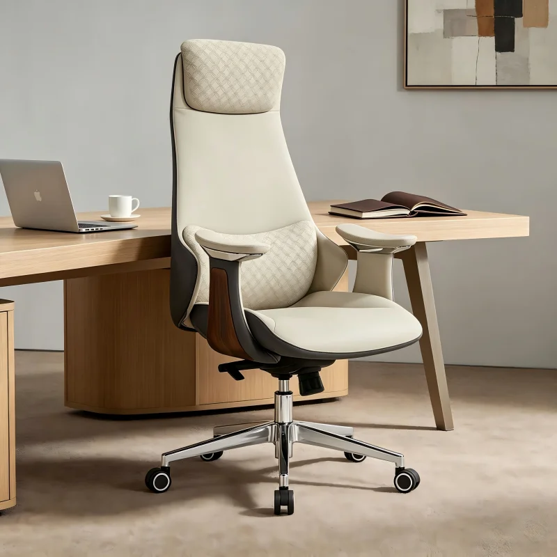 Cadeira Executiva de Couro Premium, Cadeira de Escritório Ergonômica, Cadeira de Computador Ajustável e Confortável para Casa e Negócios - Atacado
