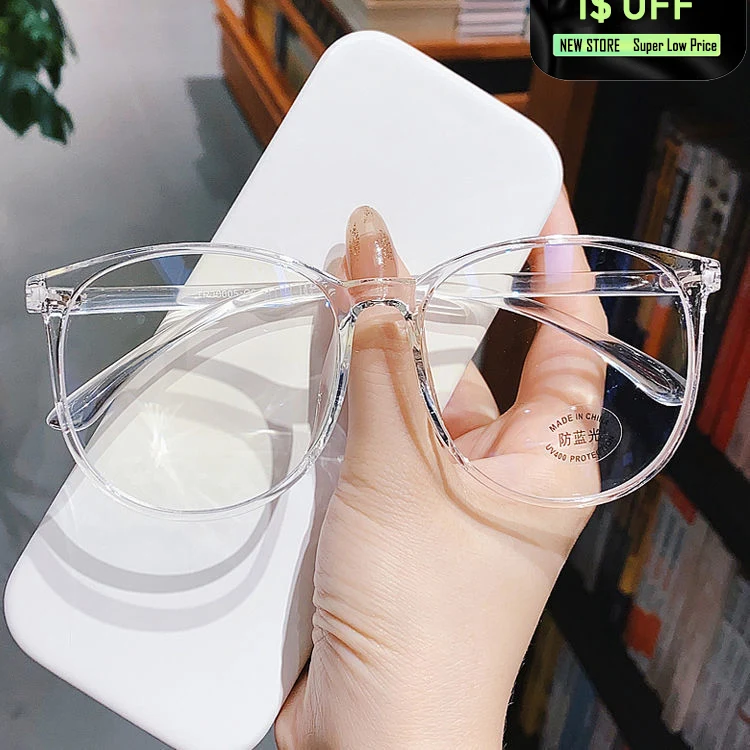 Anti Blue Light Transparent Computer Glasses Frame Women Round Eyewear Blocking Glasses Optical Spectacle Eyeglass clear glasses