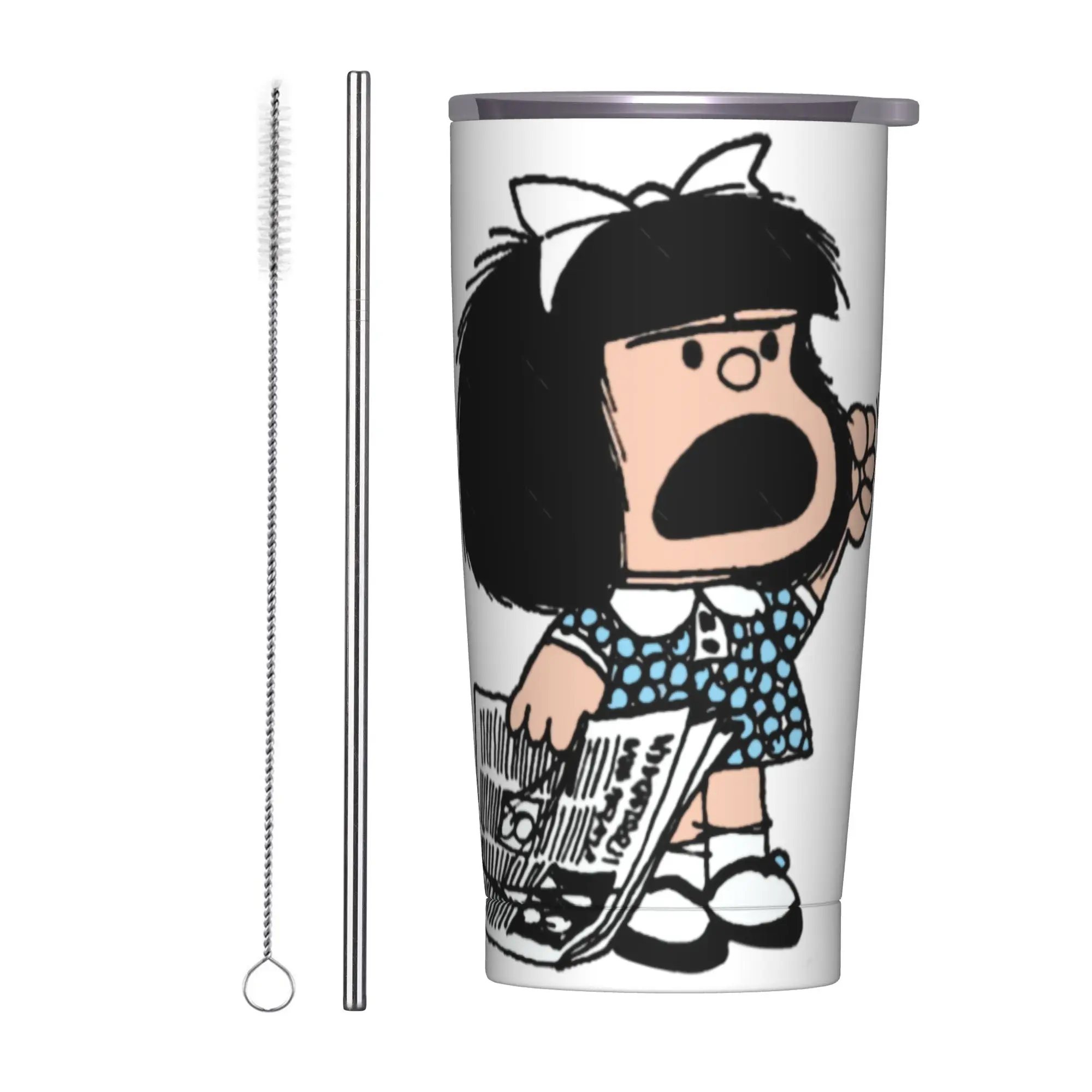 

Термокружка Mafalda (Мафальда) с аргентинским мультяшным комиксом Кино, вакуумная, с двойными стенками, 20 унций, непроливаемая, для кофе