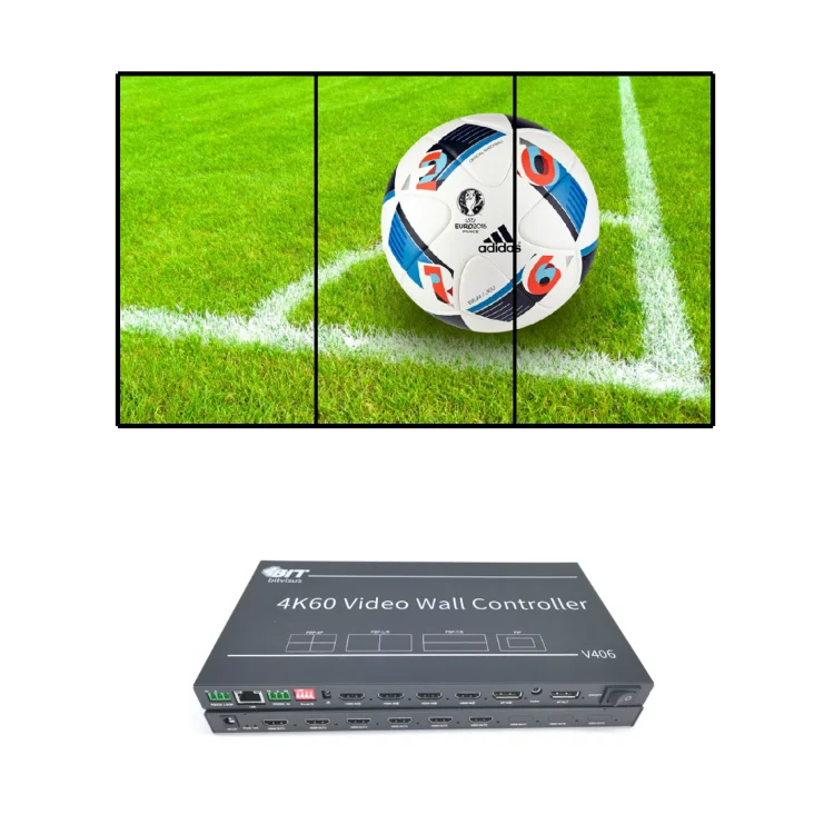 New products RS232  1 in 4 out video wall controller 4X3 video wall controller support tv spitter