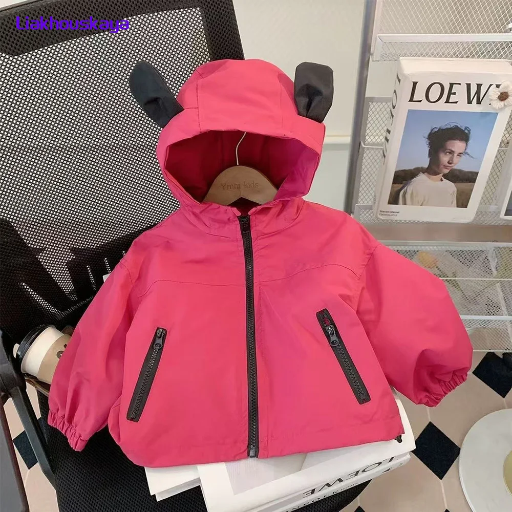 2026 Fashion Girls Hooded Windbreaker Jacket Casual Outerwear Windproof Waterproof Kids Coat Stylish Cute Toddler Children Tops