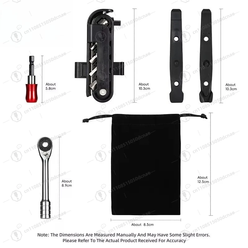 Portable Ratchet Wrench Tool Set with Magnetic Pickup Screwdriver Bits Tire Lever for Bike Repair