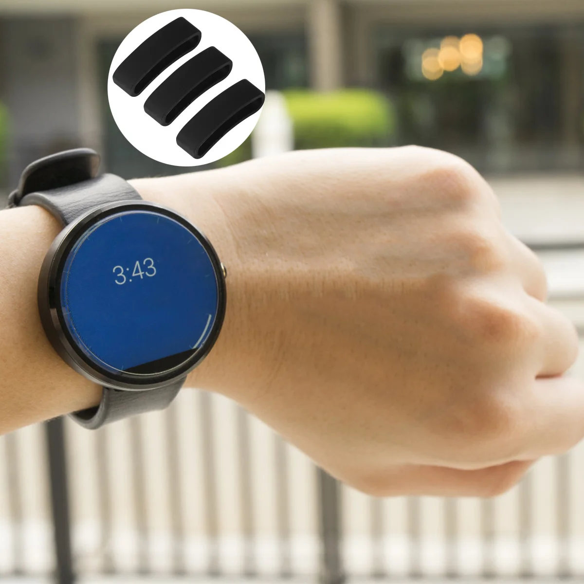 Lot de 3 boucles de bracelet de montre noires en silicone, antidérapantes et élastiques, compatibles avec Suunto Core