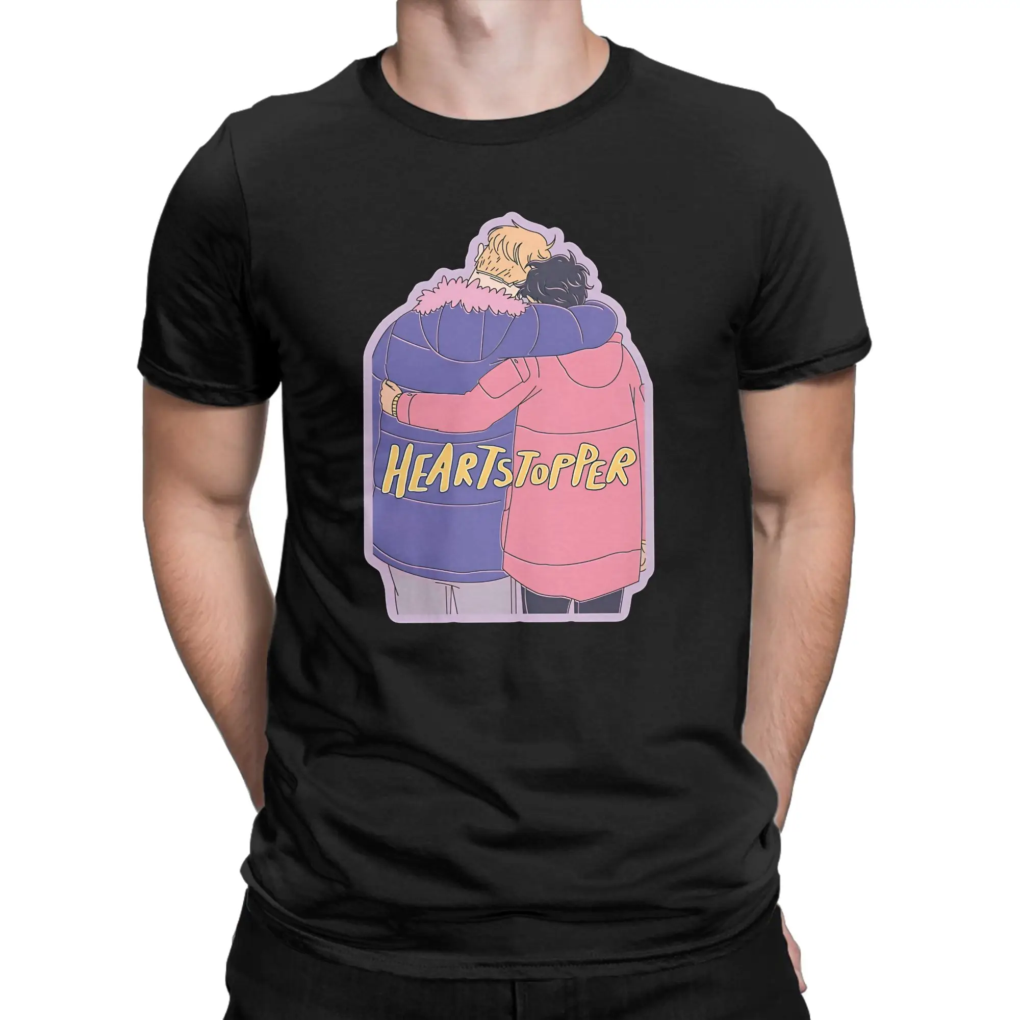 Wholesome Teen Illustration Classic H-Heartstopper Funny Graphic 100% Cotton T-Shirt Tees Tops For Men