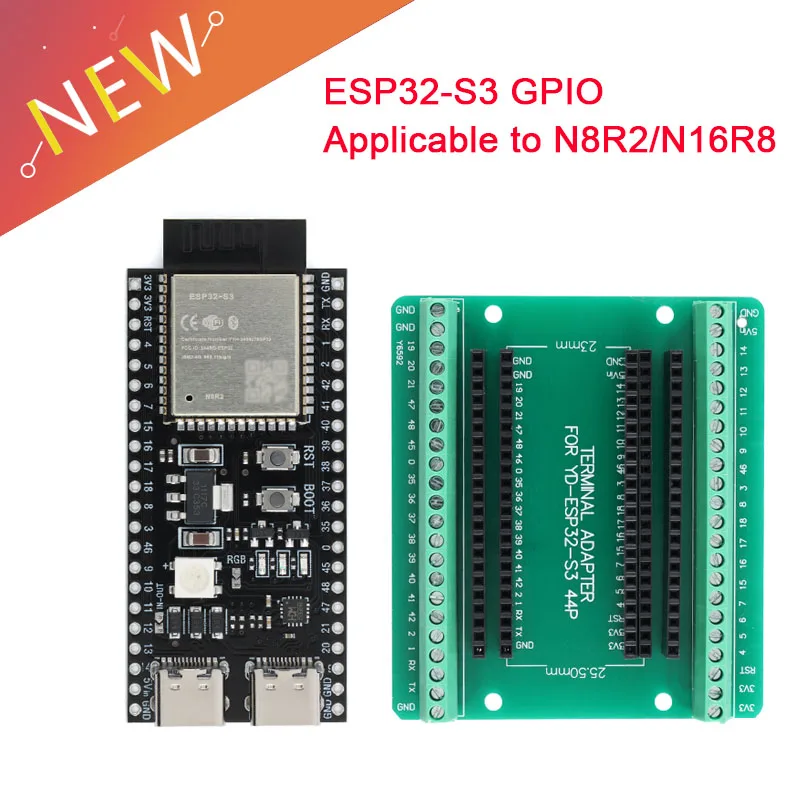 ESP32 S3 Development Boards with Expansion Adapter Kit 2.4G Wifi BT Module ESP32-S3-WROOM-1 N8R2/8 N16R8 44Pin Type-C ESP32-S3