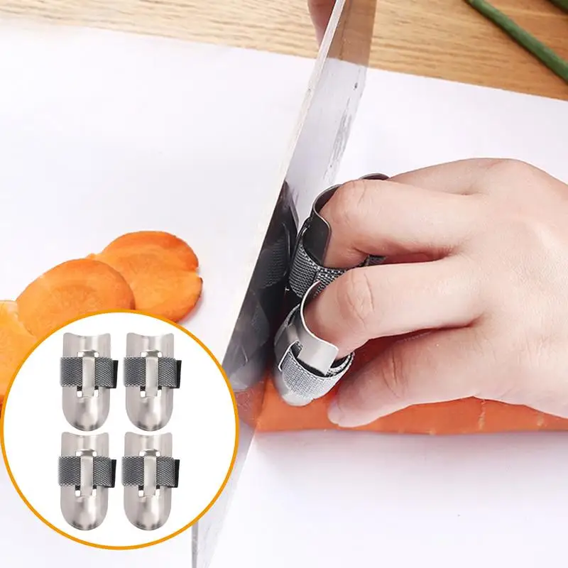 

Finger Guards For Cutting Adjustable 4 Pieces Finger Guards Finger Cut Protector Safe Stainless Steel Thumb Guard Finger Hand