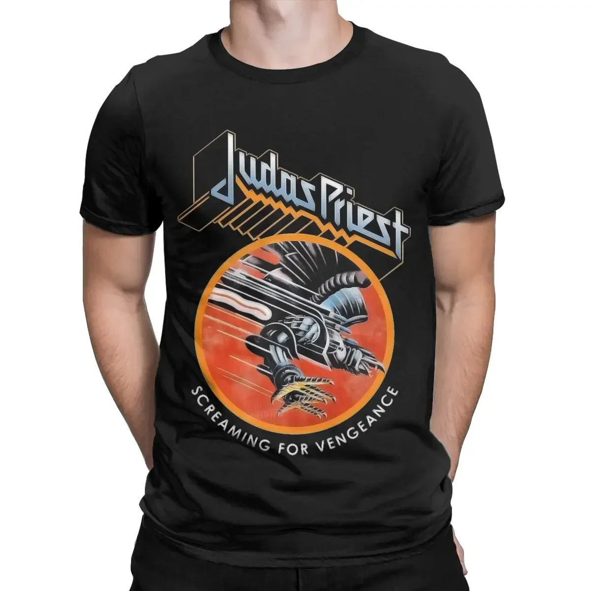 100% pamuklu üst giyim komik kısa kollu yuvarlak yaka Tees 4XL 5XL T-Shirt Erkek Judas Priest makinesi  Shirt  graphic t shirts