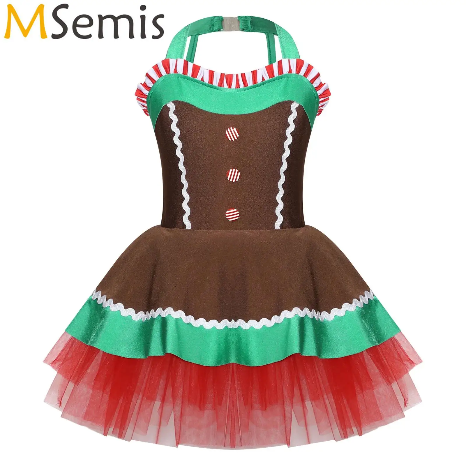 Niños Niñas Navidad pan de jengibre disfraces Cosplay hombre de jengibre Año nuevo Navidad vestido de Papá Noel niñas vestido de tutú de Ballet