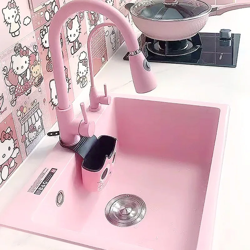 CF-24 Light Pink Quartz Stone Large Single Basin Island Basin Kitchen Undercounter Silent Sink Dishwasher Sink Vegetable