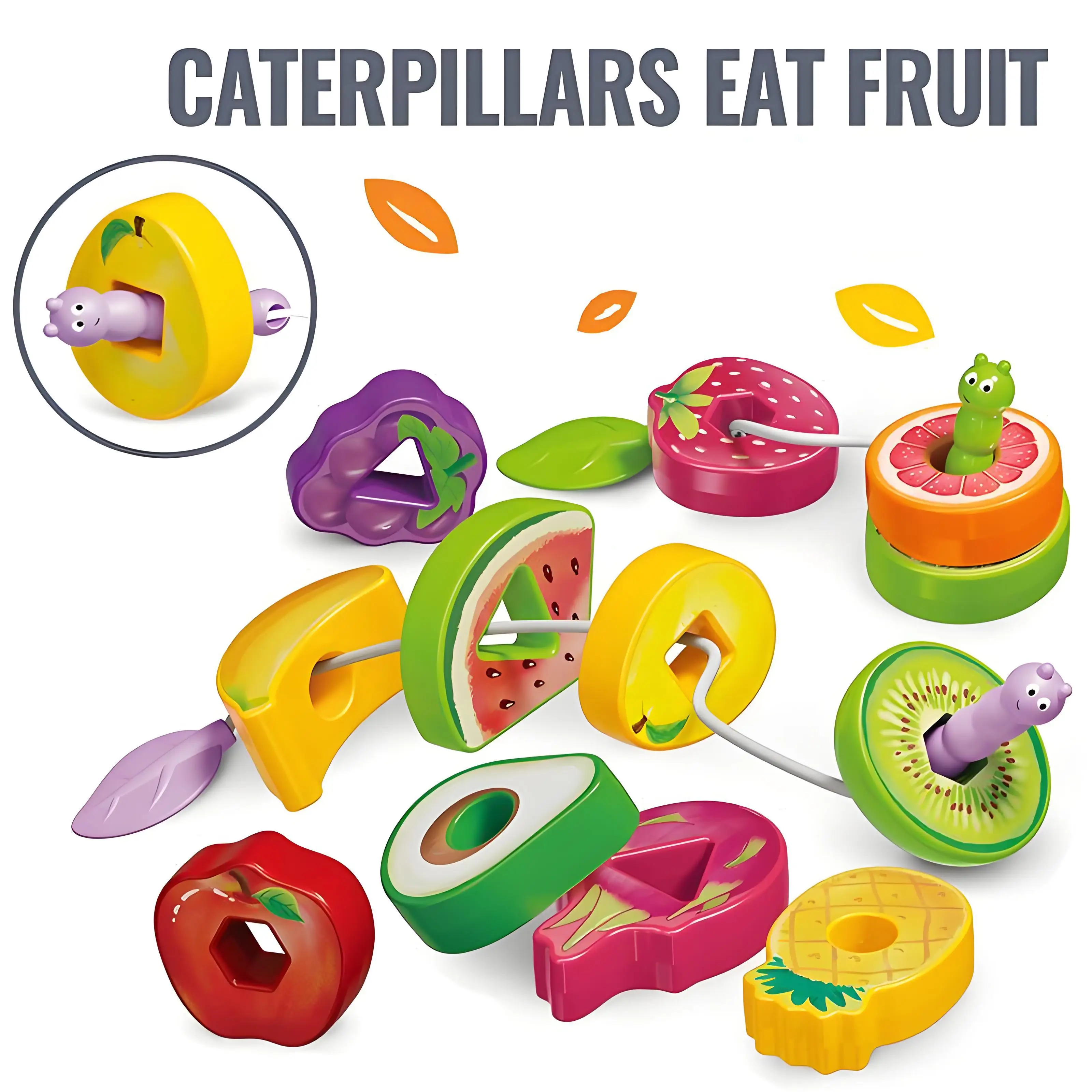 Jouet de jeu de cordes de conception de fruits et légumes (1 boîte), jouet d'éducation précoce pour enfants, jouet de Coordination de reconnaissance de forme et de couleur