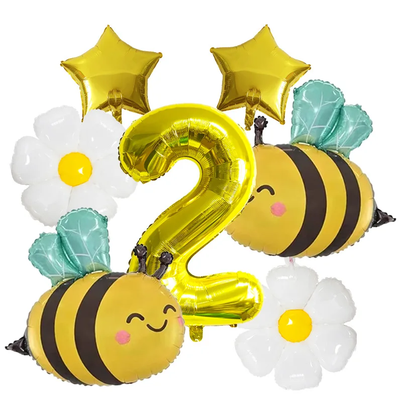 9-teiliges Daisy Bee-Ballon-Geburtstagsset – perfekt für Kindergeburtstagsfeiern, Babypartys und Feiern mit Gartenthema – Detail 2