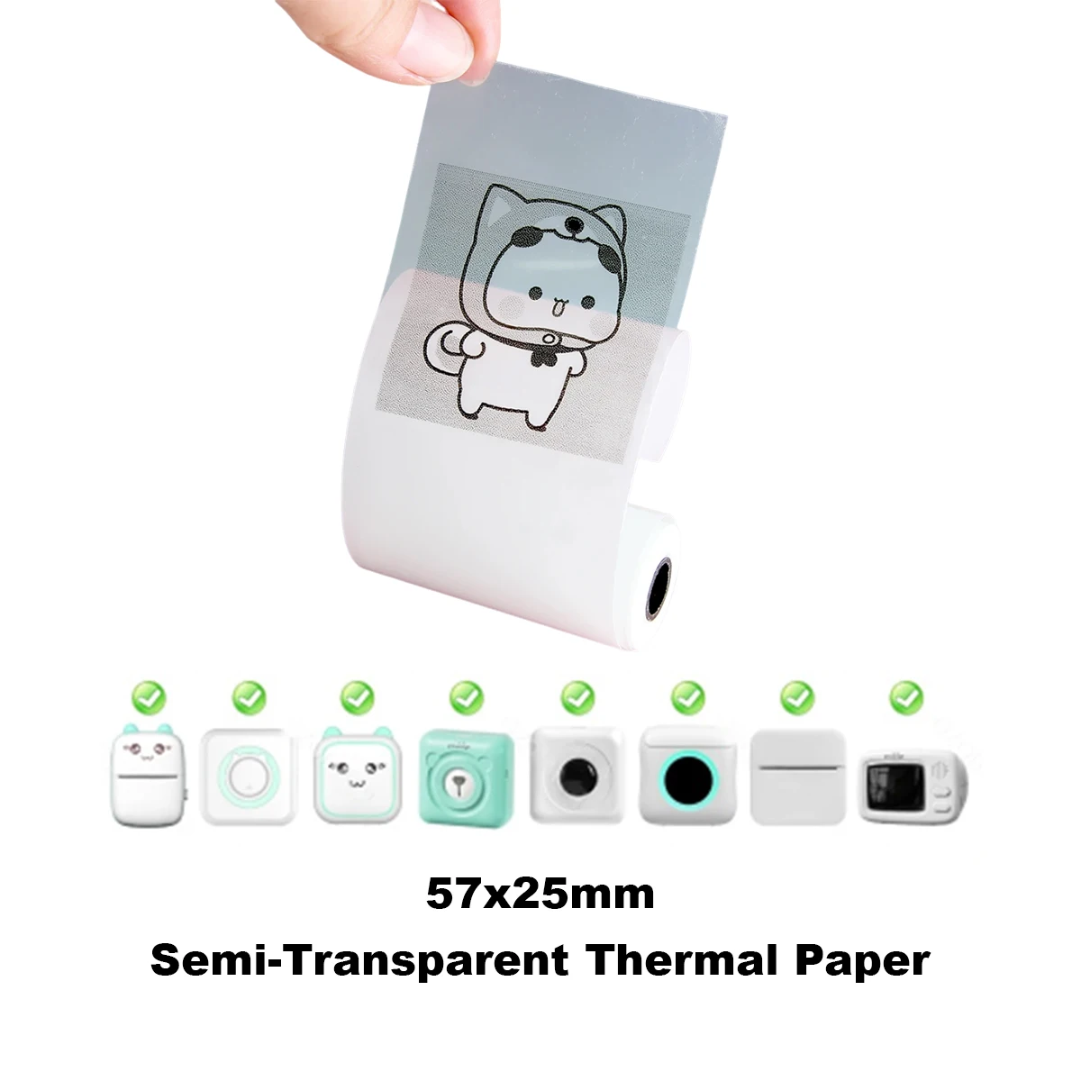 Transparentes selbstklebendes Thermo-Aufkleberpapier, Druckerpapier 57 mm, Haftnotizen, schwarzer Text, geeignet für Notizen, Liste, Muster, Aufkleber