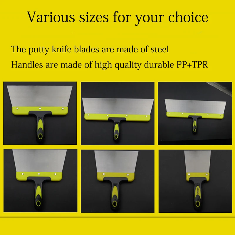 1pc 6/8/10/12 Inch High Quality Thick Elastic Steel Plastic Handle Putty Knife Scraper Set Construction Tools