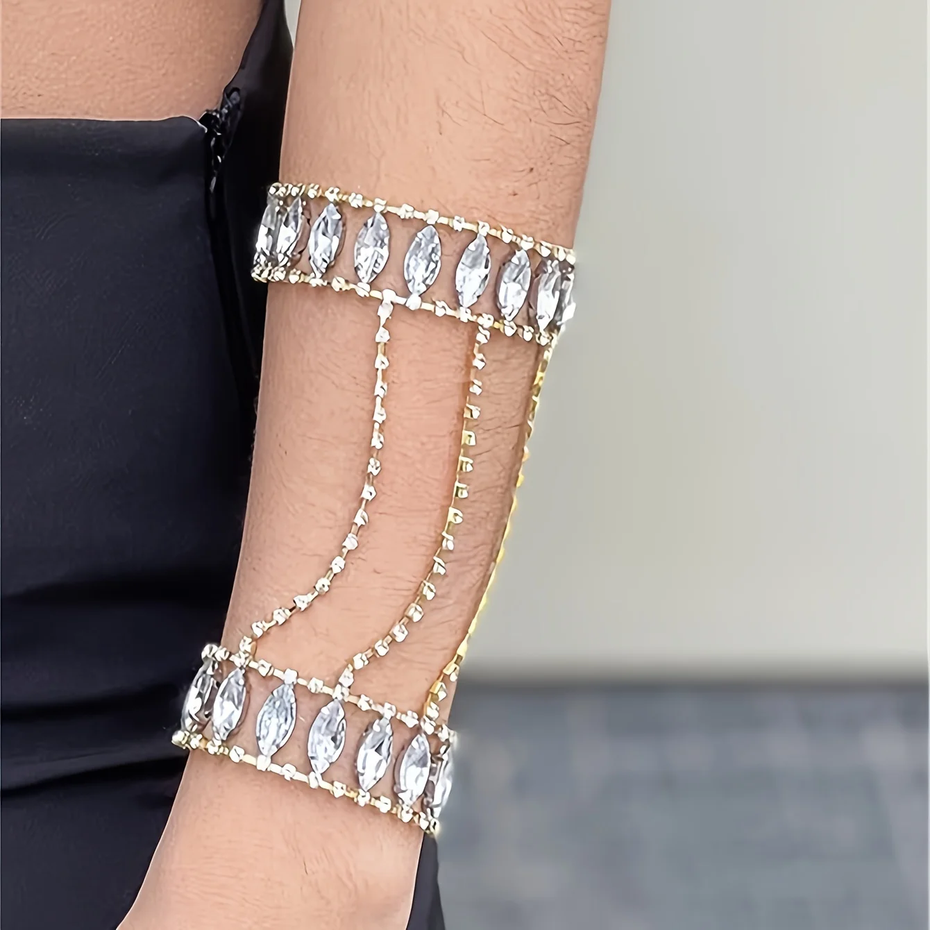 

Sparkling Bangles Copper Jewelry Adorned With Rhinestones Elegant And Luxurious Party Accessories