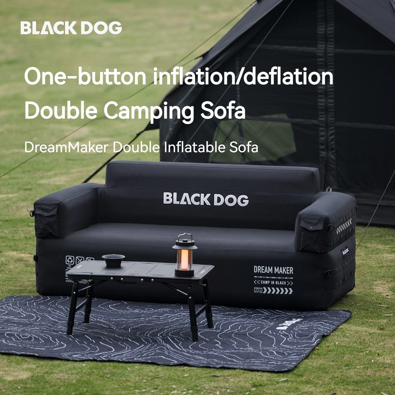 BLACKDOG Double Inflatable Sofa With Built-in Air Pump One-touch Inflation Deflation Detachable Thickened Camping Leisure Home