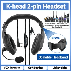 ABBREE Walkie Talkie Overhead Headset Handsfree Noise Cancelling Headphone For Baofeng UV-5R UV-5RH UV-21 PRO V2 Quansheng UV-K6