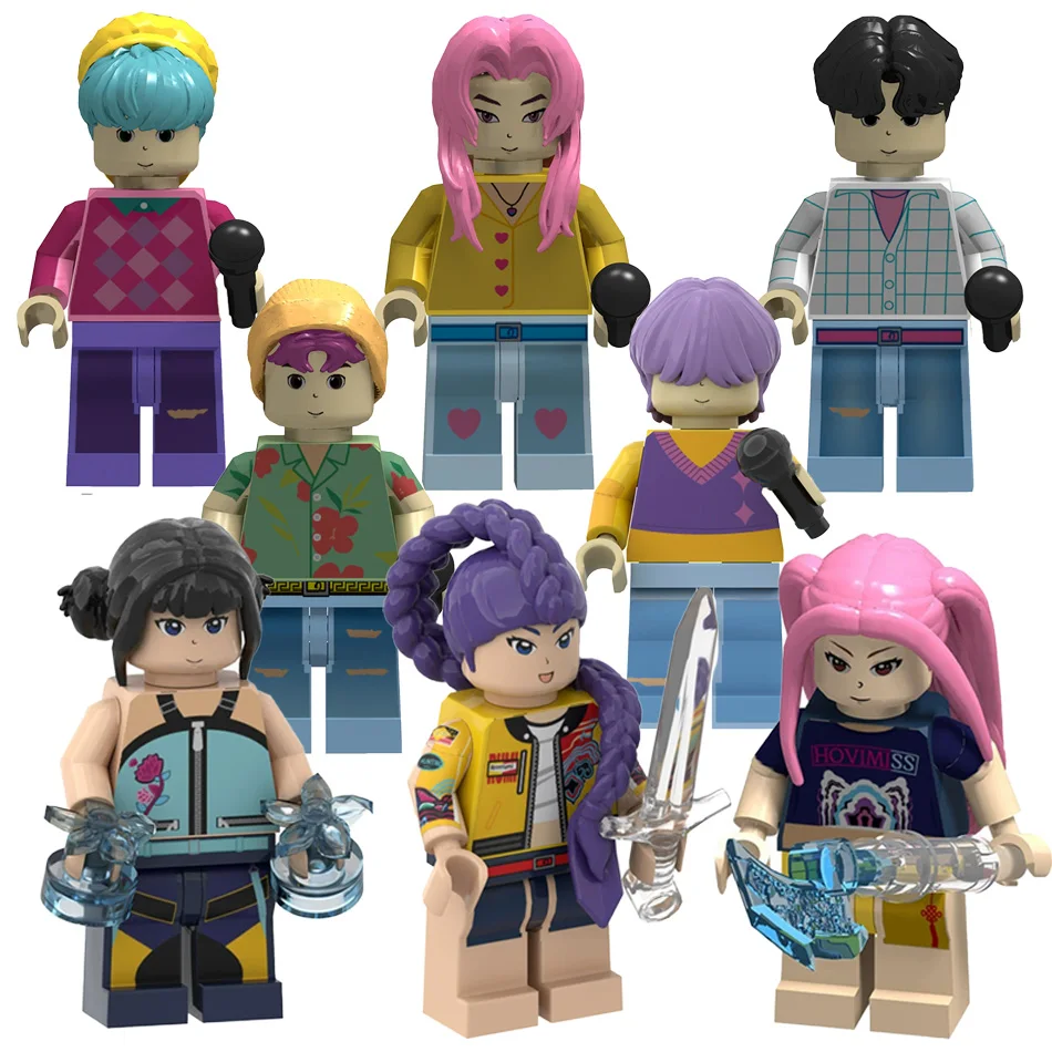 Blocs de construction de poupées de dessin animé KPOP Demon Hunters, jouet d'assemblage de figurines d'action Kawaii, jouets éducatifs pour enfants, cadeaux
