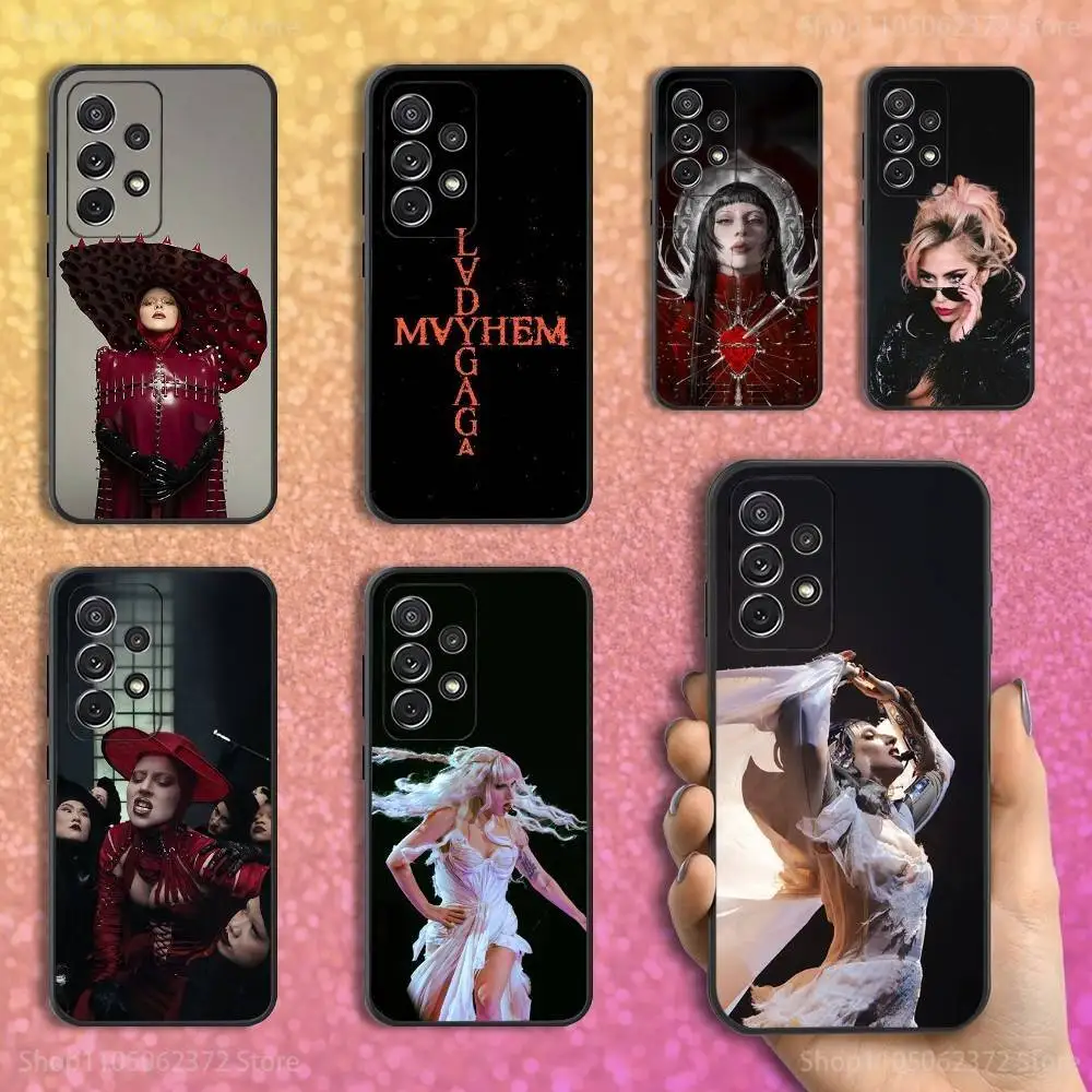 

Singer L-LADY G-GAGA M-MAYHEM Phone Case For Samsung S25,S24,S23,S22,S21,S20,S10,Ultra,Plus,Lite,FE,Soft Silicone Black Cover