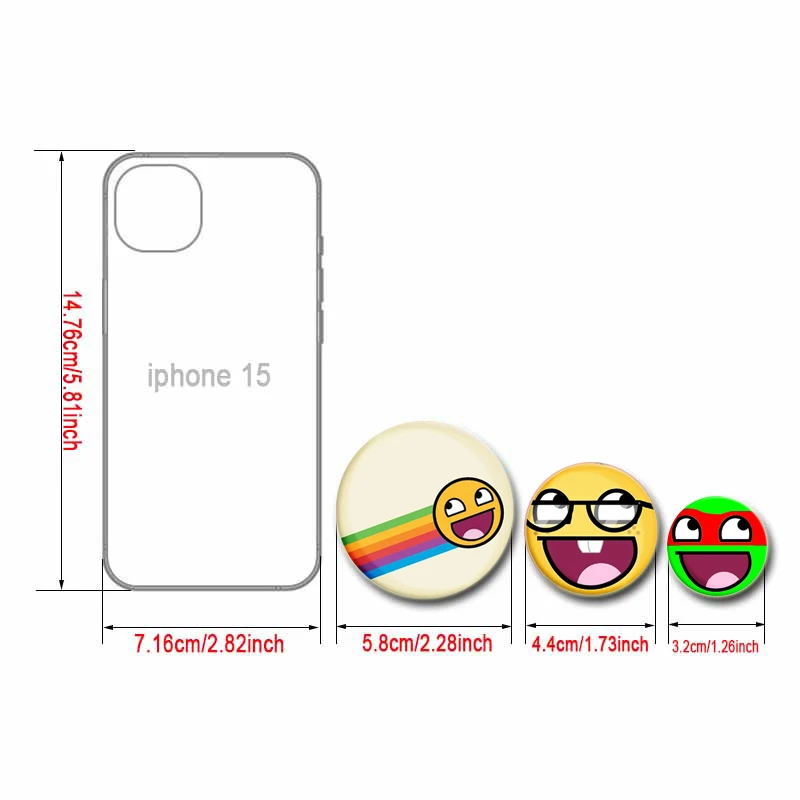 58/44/32 مللي متر الإبداعية ملحمة الوجه شارة لينة زر دبوس مضحك ملحمة الوجه ميمي بروش ل طوق ظهره قبعة الديكور الهدايا #4