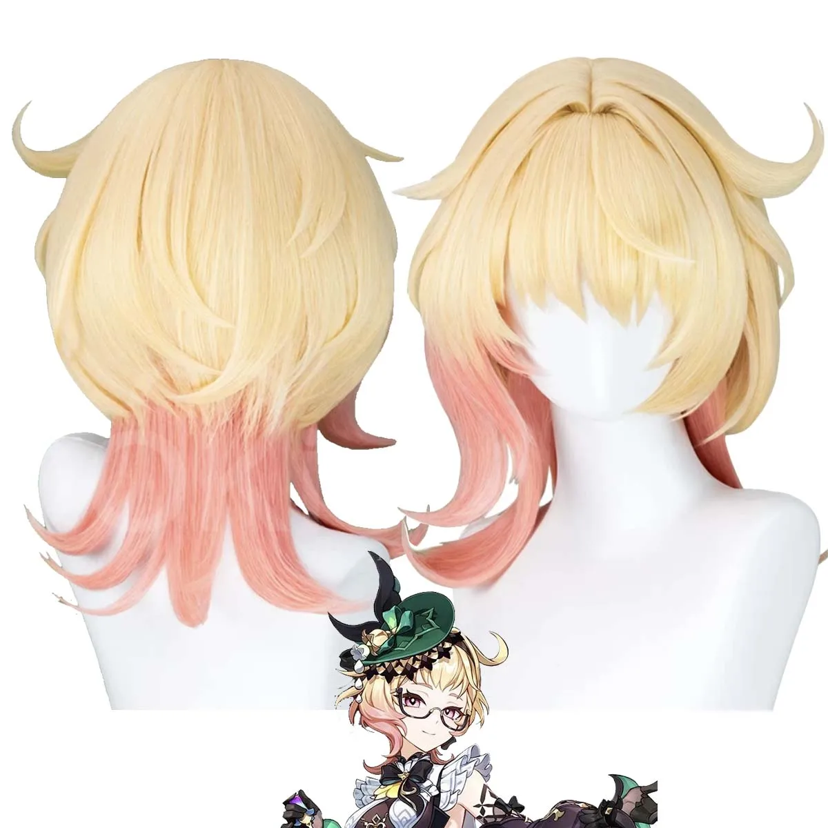 

Halloween Genshin Impact Cosplay Maid Emilie Cosplay Blonde Heat Resistant Synthetic Hair Wig