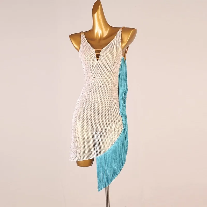 Latin dansjurk Showwedstrijdjurk Fringe Style Lomba Chacha dansjurk