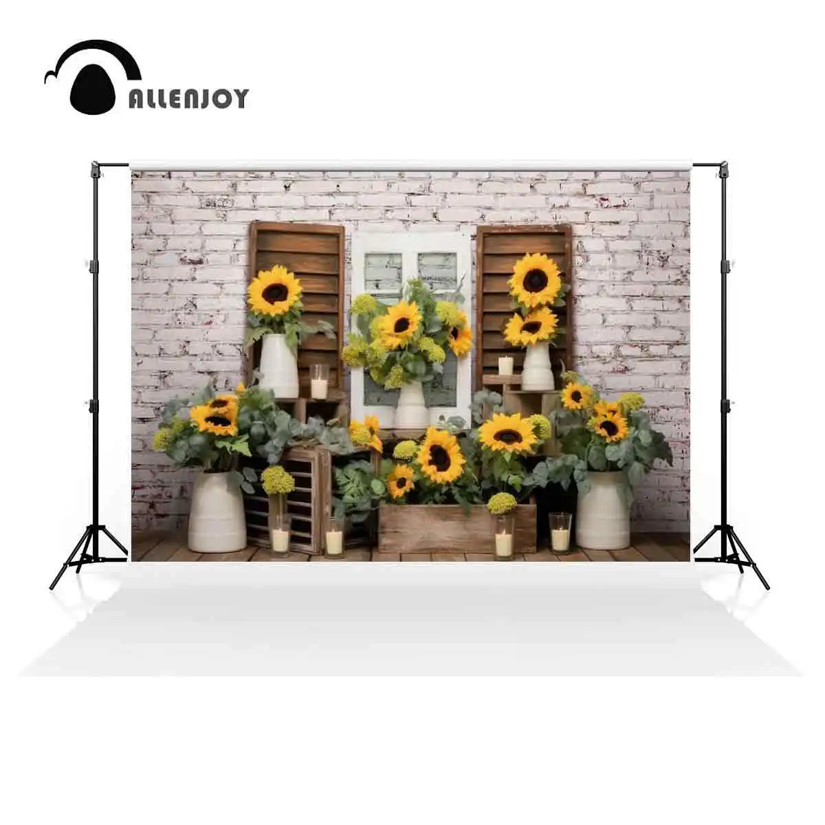 Allenjoy Spring Sunflower Window Photography Backdrop